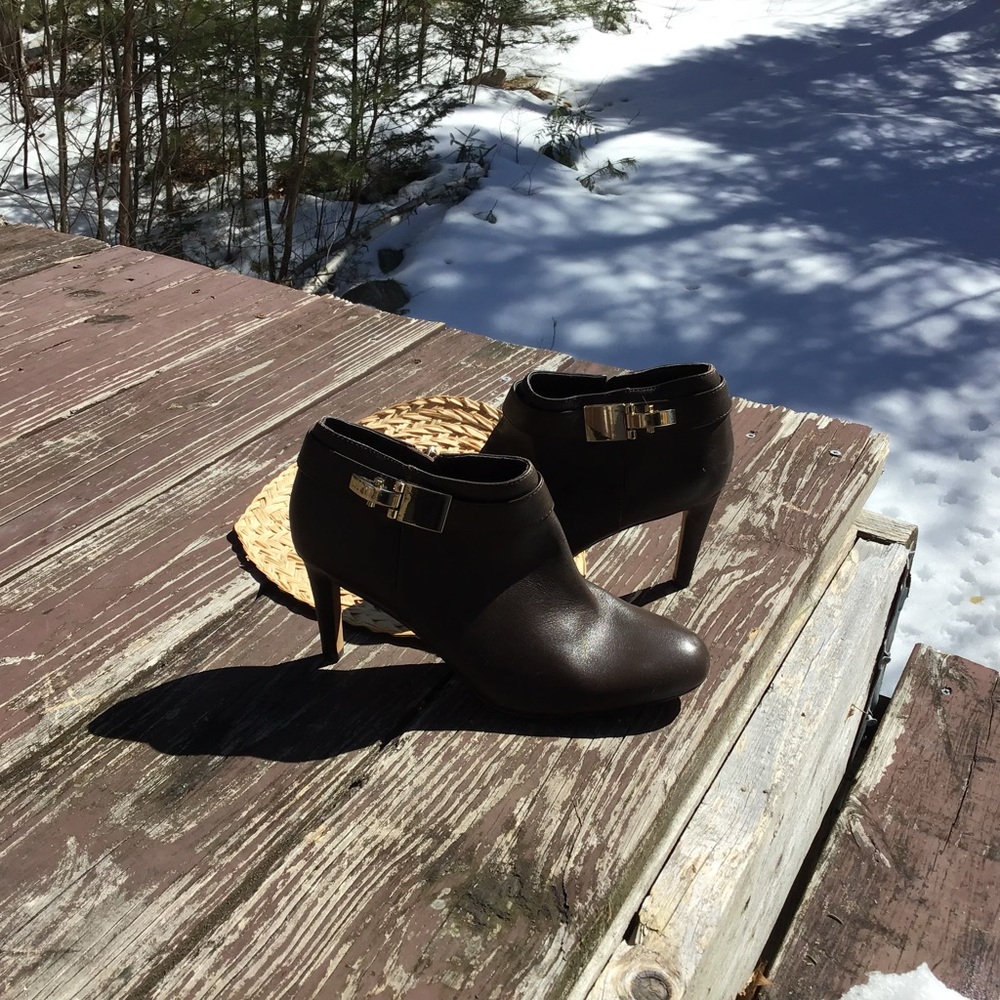 Brown leather heels